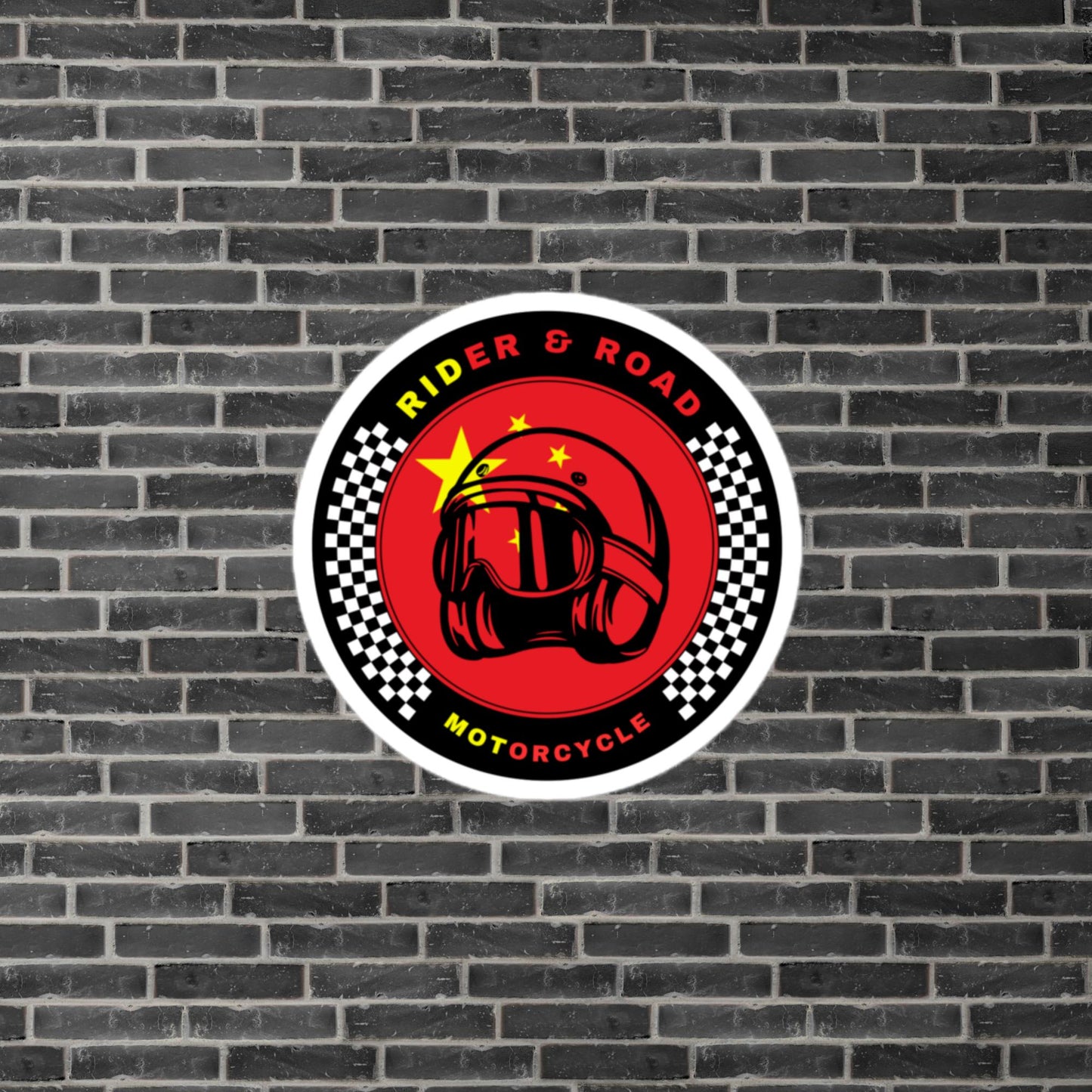 "Pegatina circular con la bandera de China - Circular sticker with the flag of China"