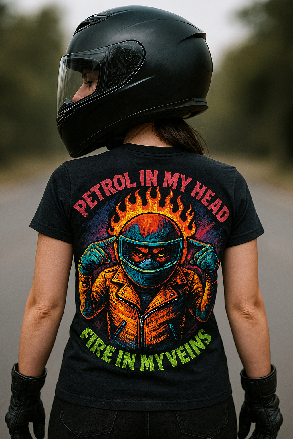 Unisex cotton t-shirt By Rider&Road "Red flames"