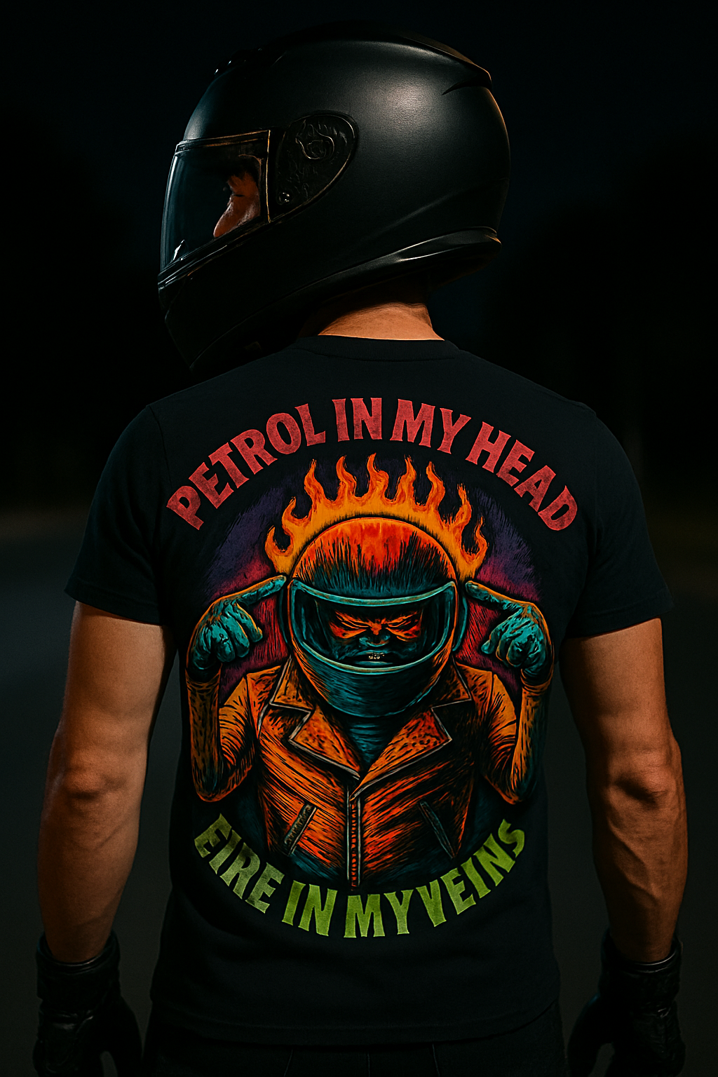 Unisex cotton t-shirt By Rider&Road "Red flames"
