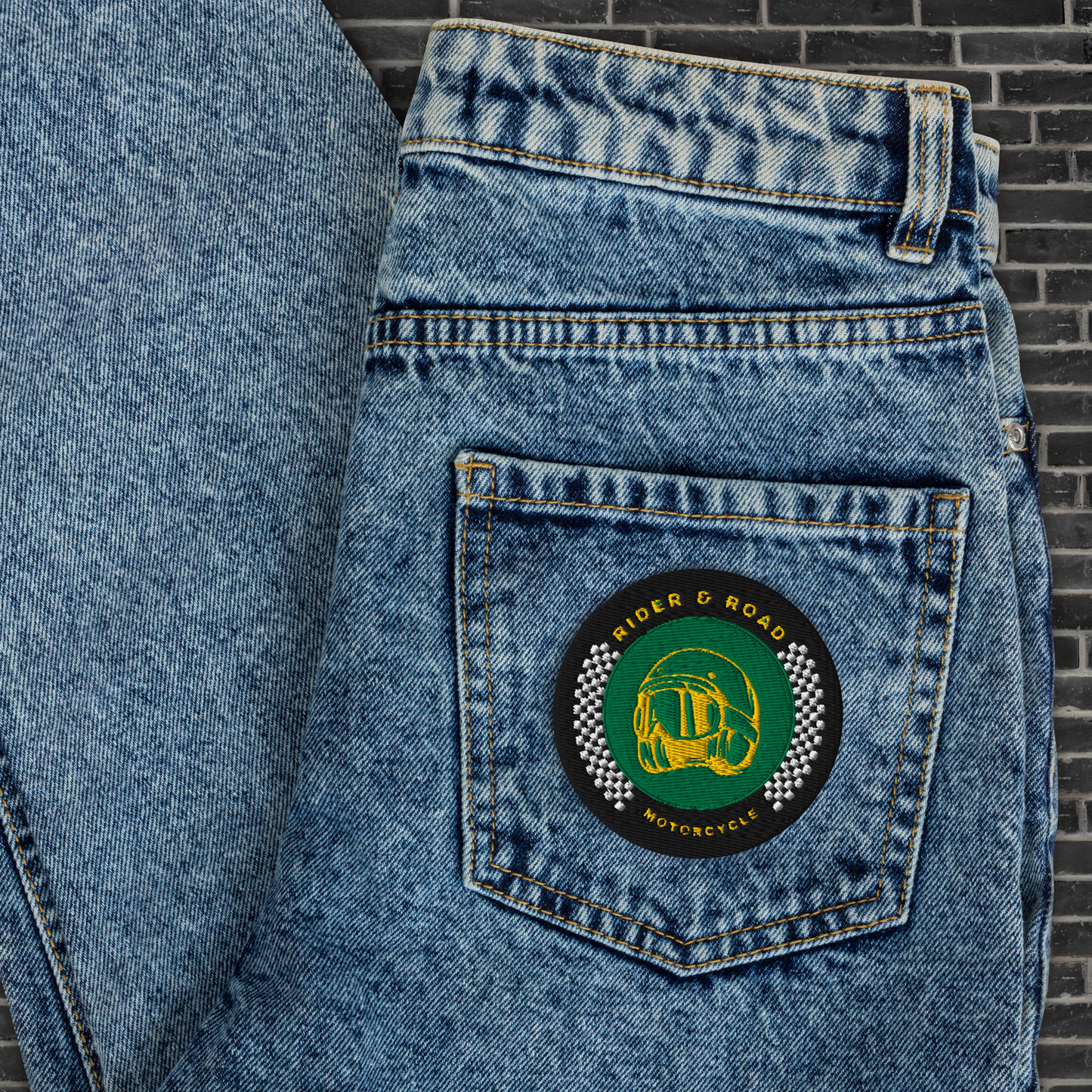 Patch Rider&Road Motorcycle "Green&Gold"