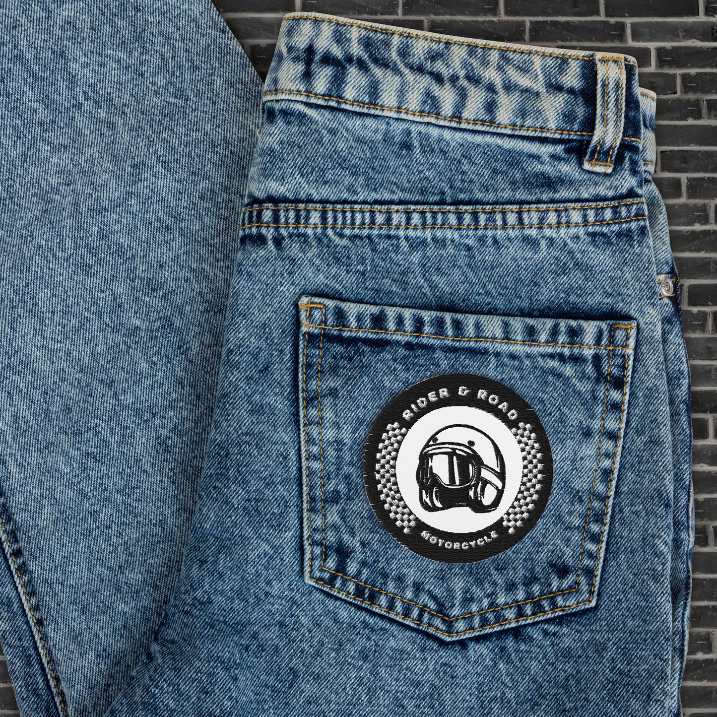 Patch Rider&Road Motorcycle "White&Black"