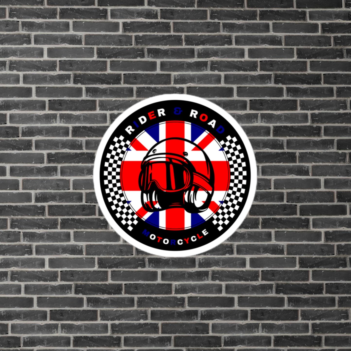 "Pegatina circular con la bandera de UK - Circular sticker with the flag of UK"