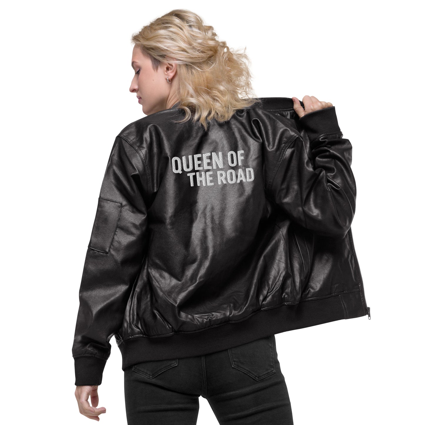 Leather Bomber Jacket By Rider&Road "Queen of the Road"