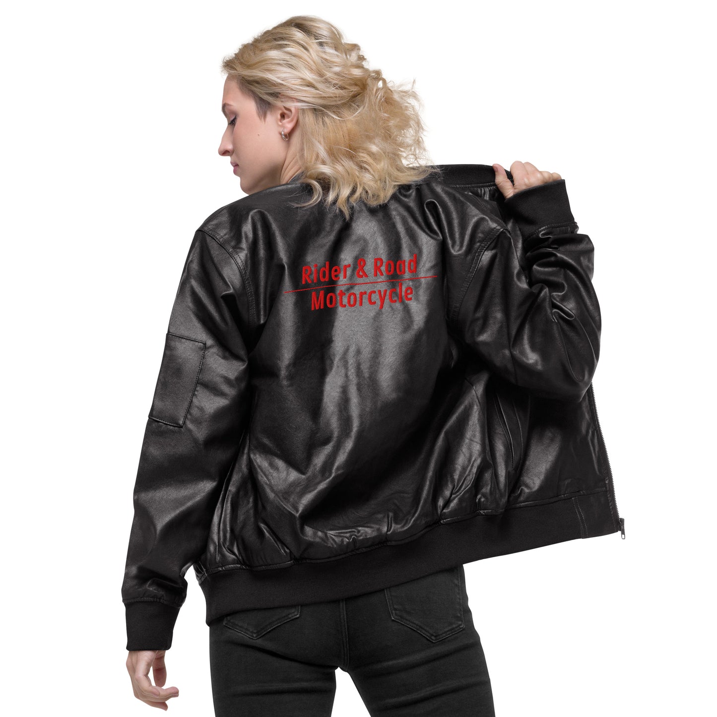 Leather Bomber Jacket "We Are Warriors"