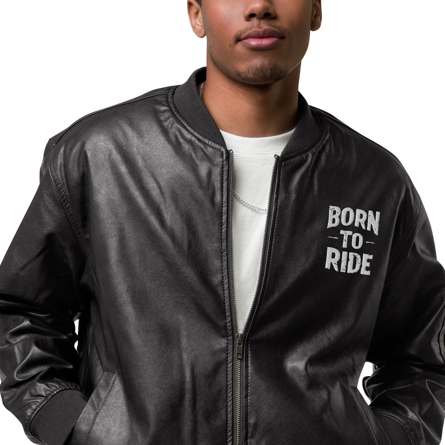 Leather Bomber Jacket By Rider&Road "Born To Ride"