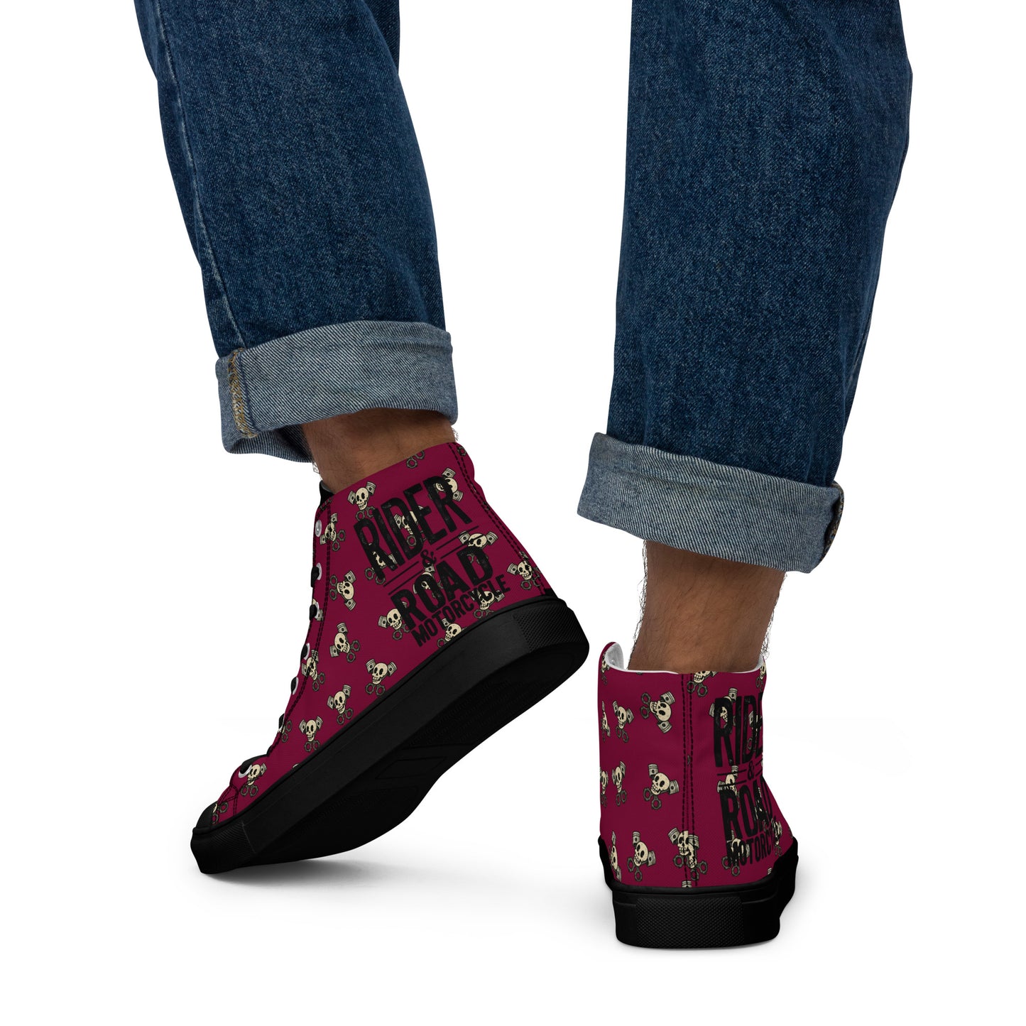Men’s high top shoes By Rider&Road "Skulls&Pistons"