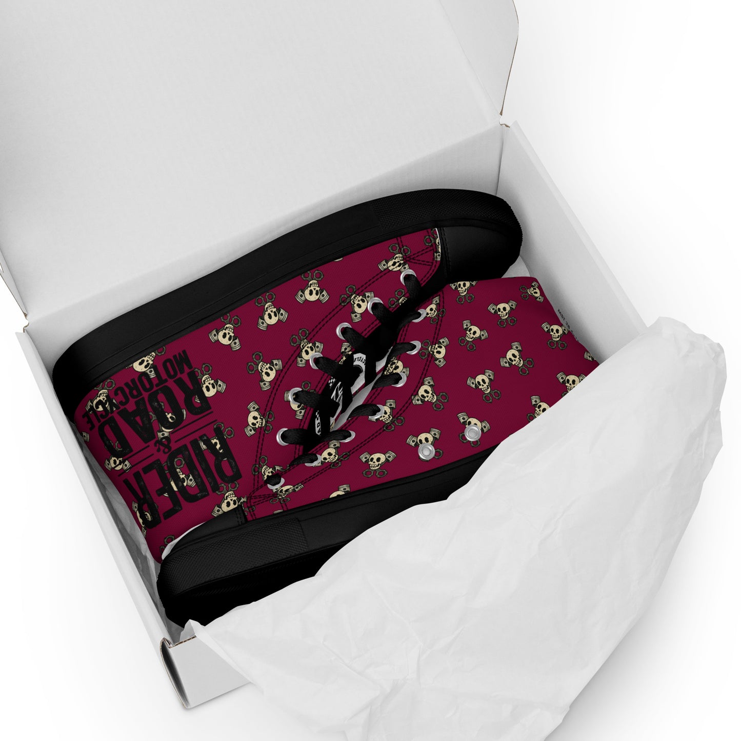 Men’s high top shoes By Rider&Road "Skulls&Pistons"