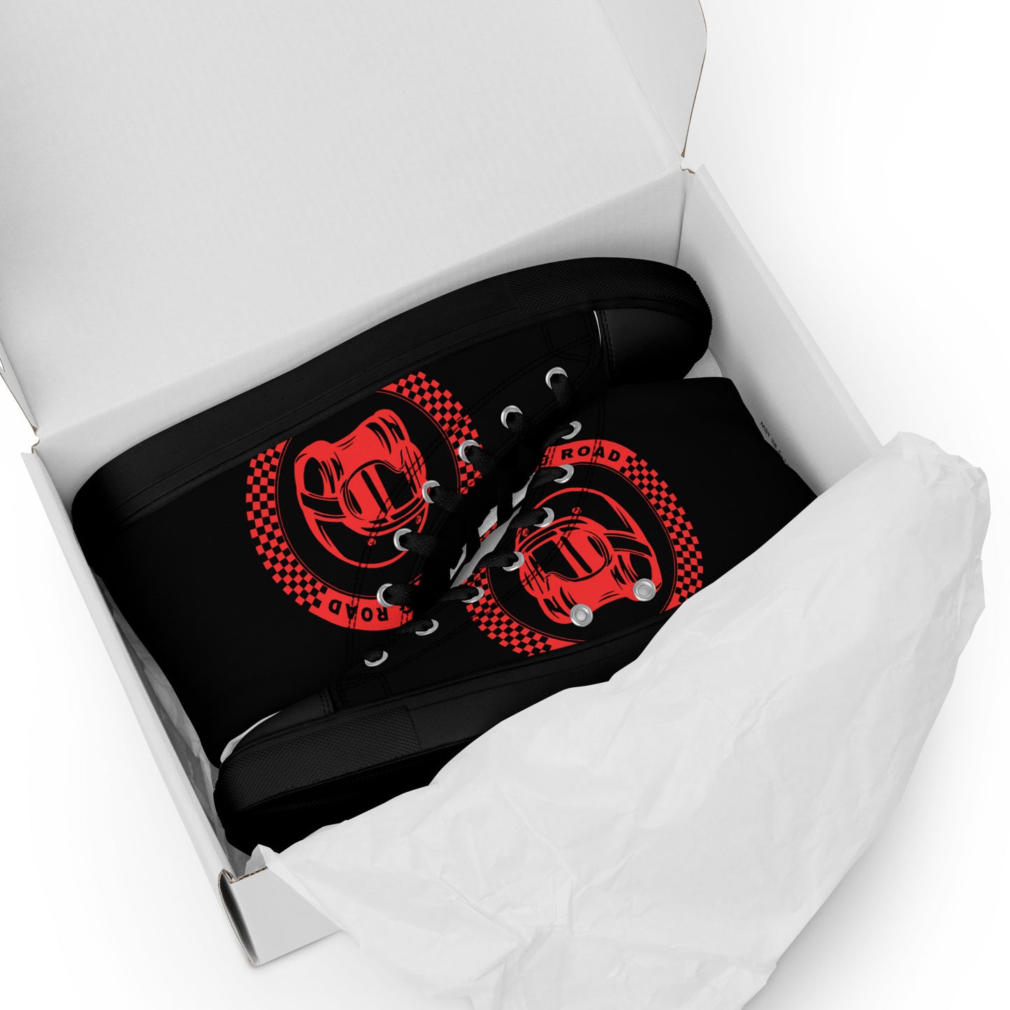 Men’s high top shoes By Rider&Road "Black&Red"