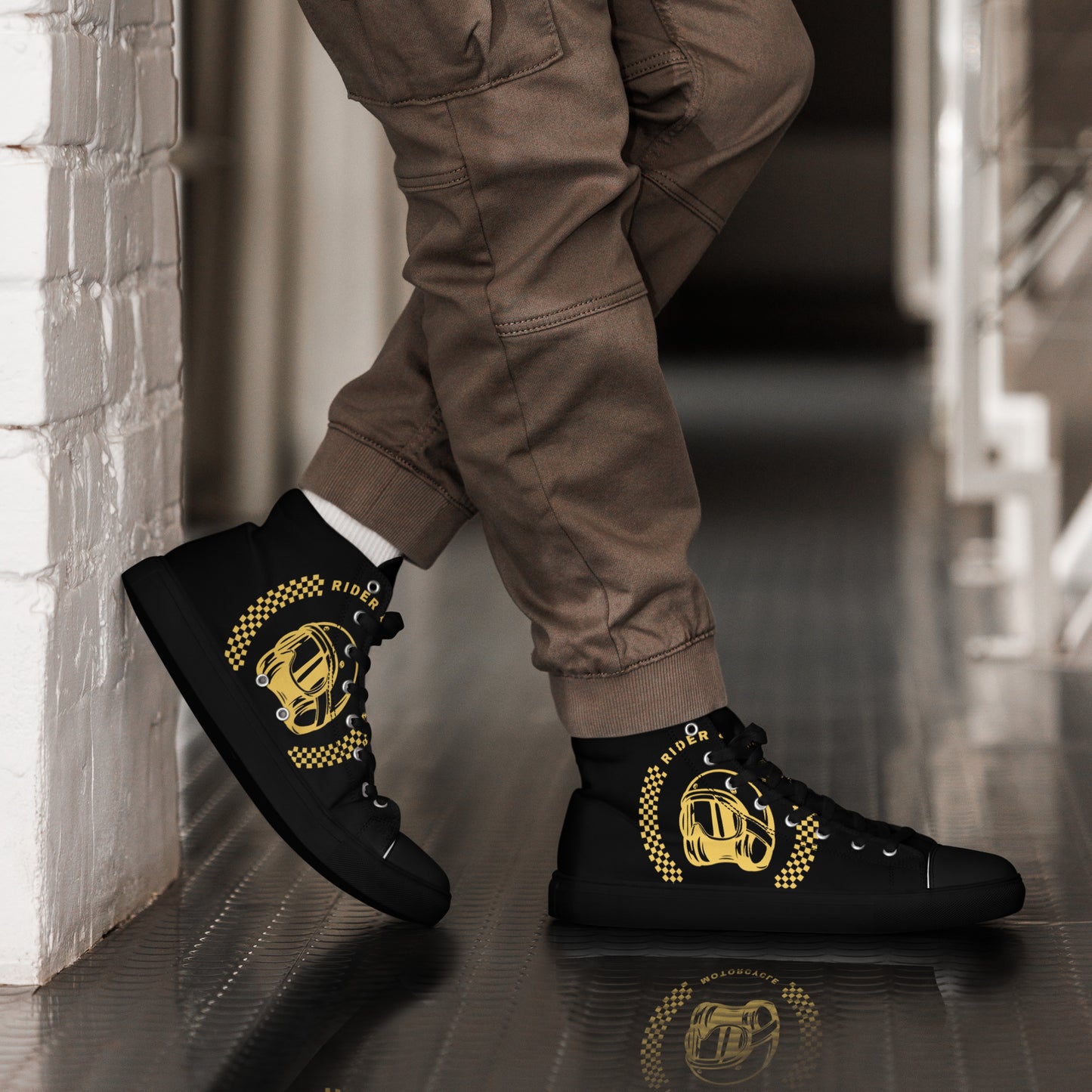 Men’s high top shoes By Rider&Road "Black&Yellow"