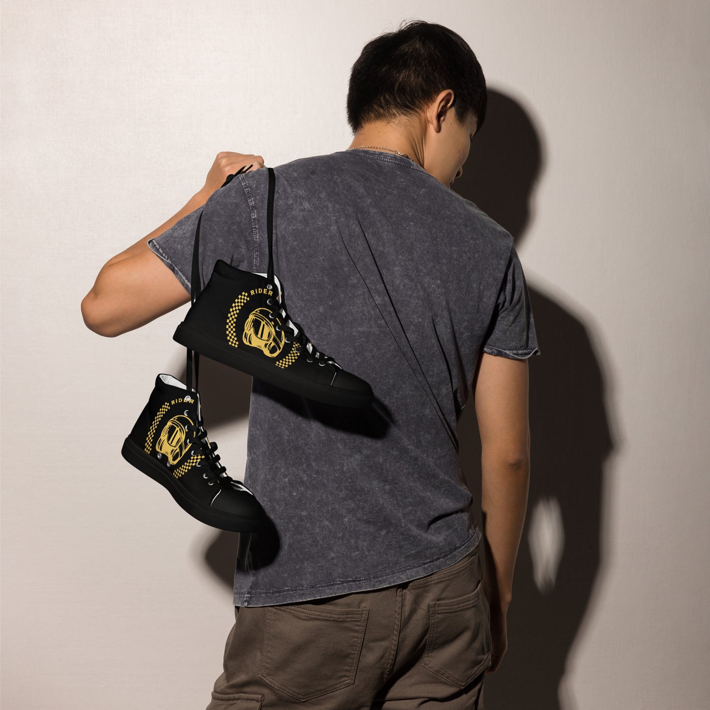 Men’s high top shoes By Rider&Road "Black&Yellow"