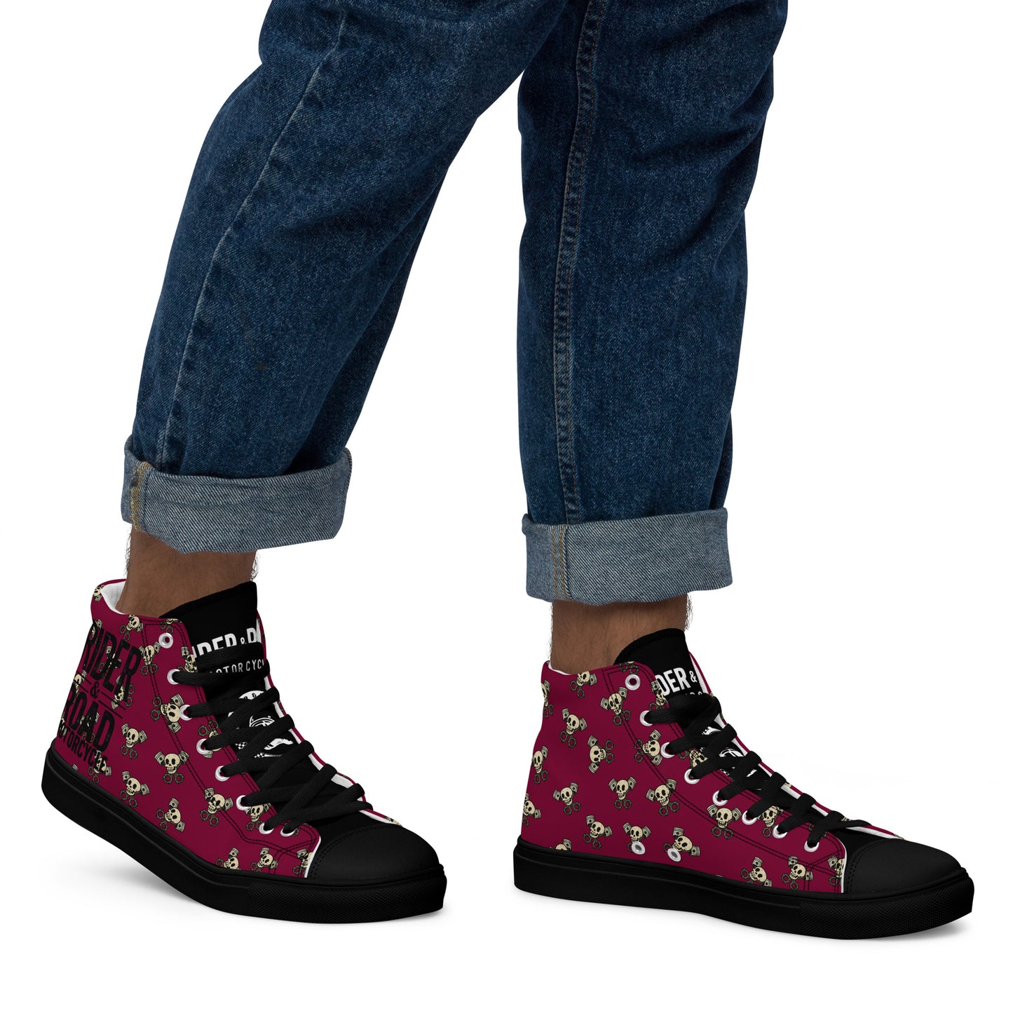 Men’s high top shoes By Rider&Road "Skulls&Pistons"