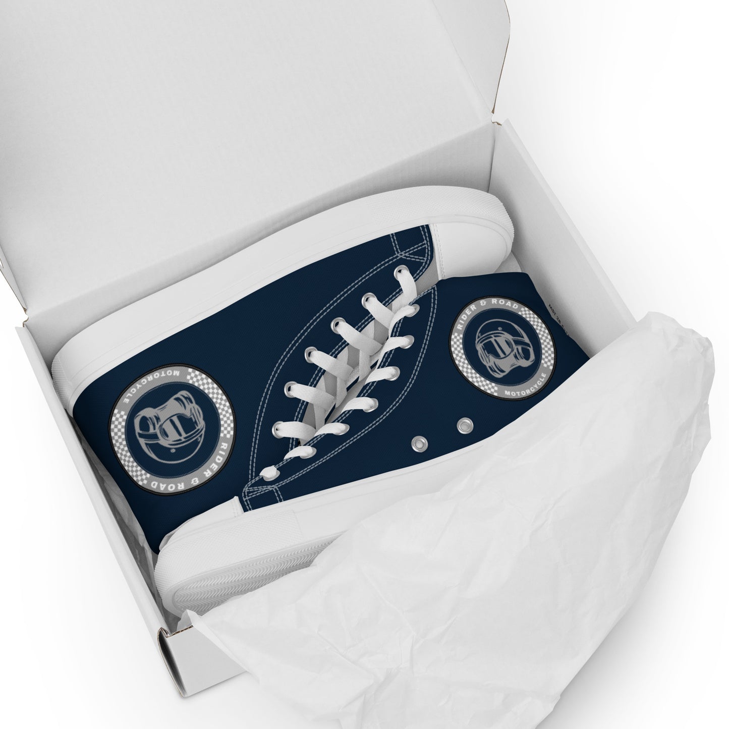 Men’s high top shoes By Rider&Road "White&Blue"