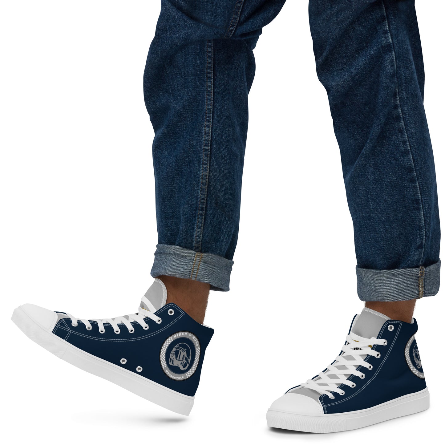 Men’s high top shoes By Rider&Road "White&Blue"