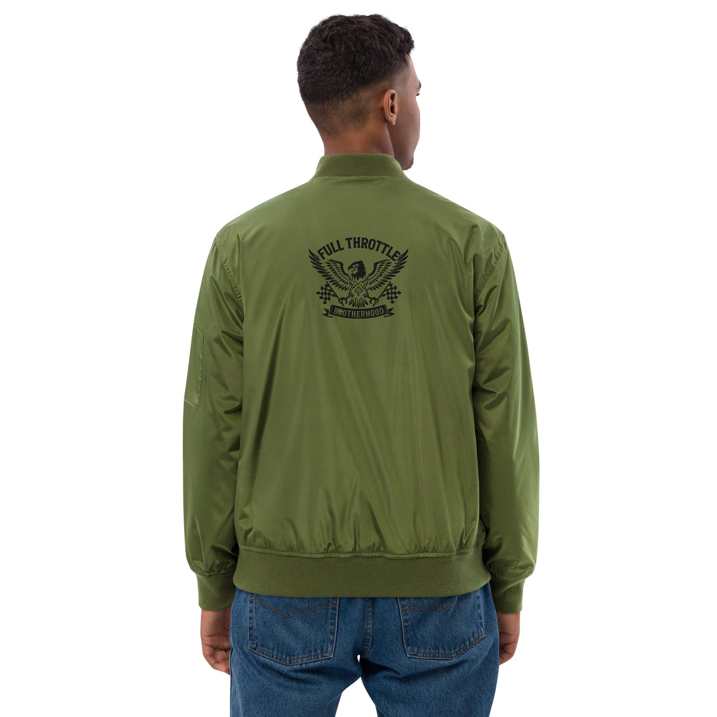 Premium bomber jacket By Rider&Road "Brotherhood" - Green&Black