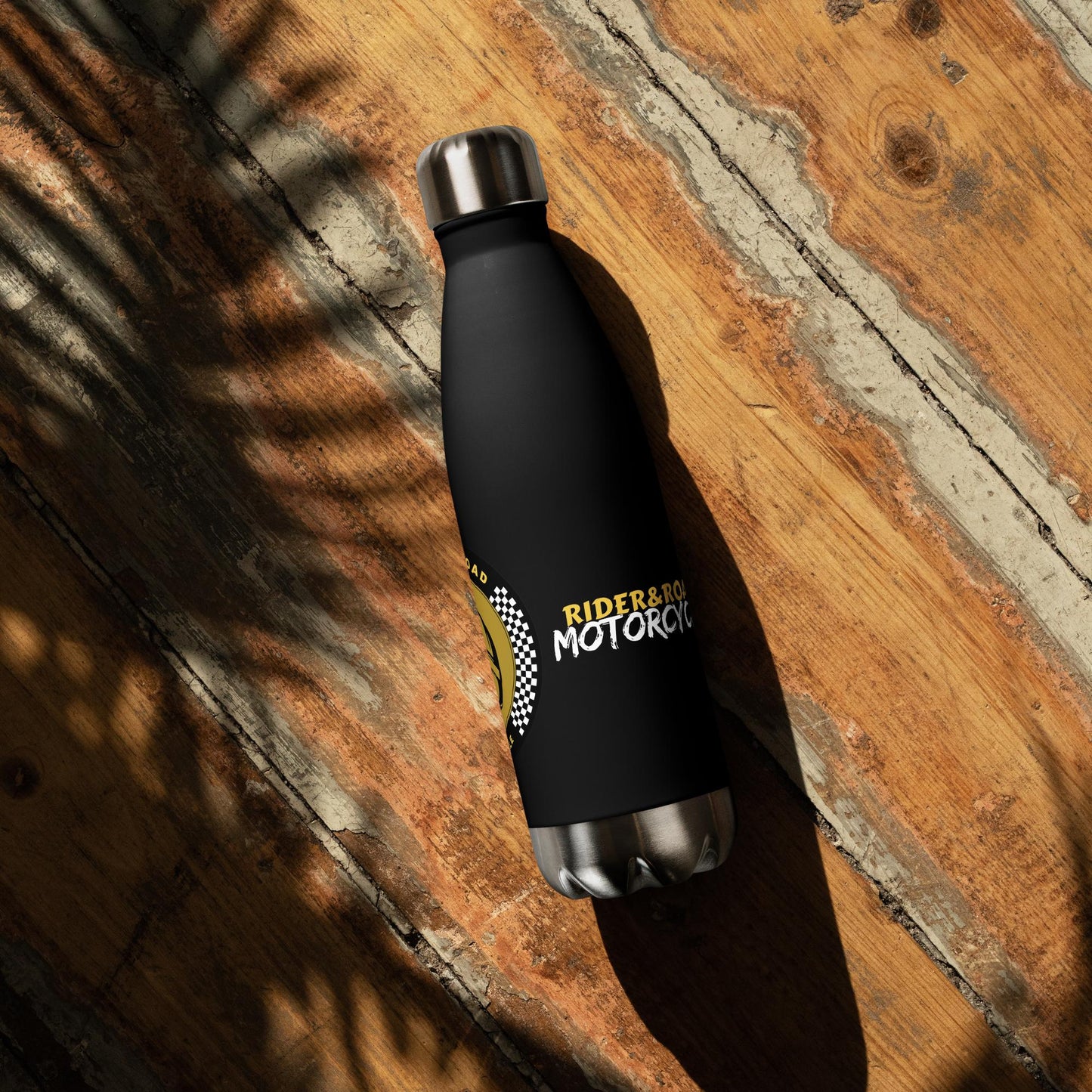 Stainless steel bottle By Rider&Road Motorcycle - Black (500 ml) (17 oz)
