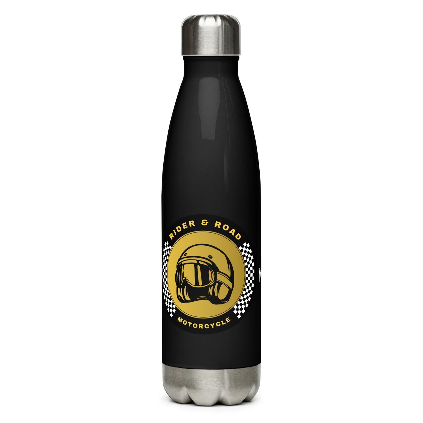 Stainless steel bottle By Rider&Road Motorcycle - Black (500 ml) (17 oz)