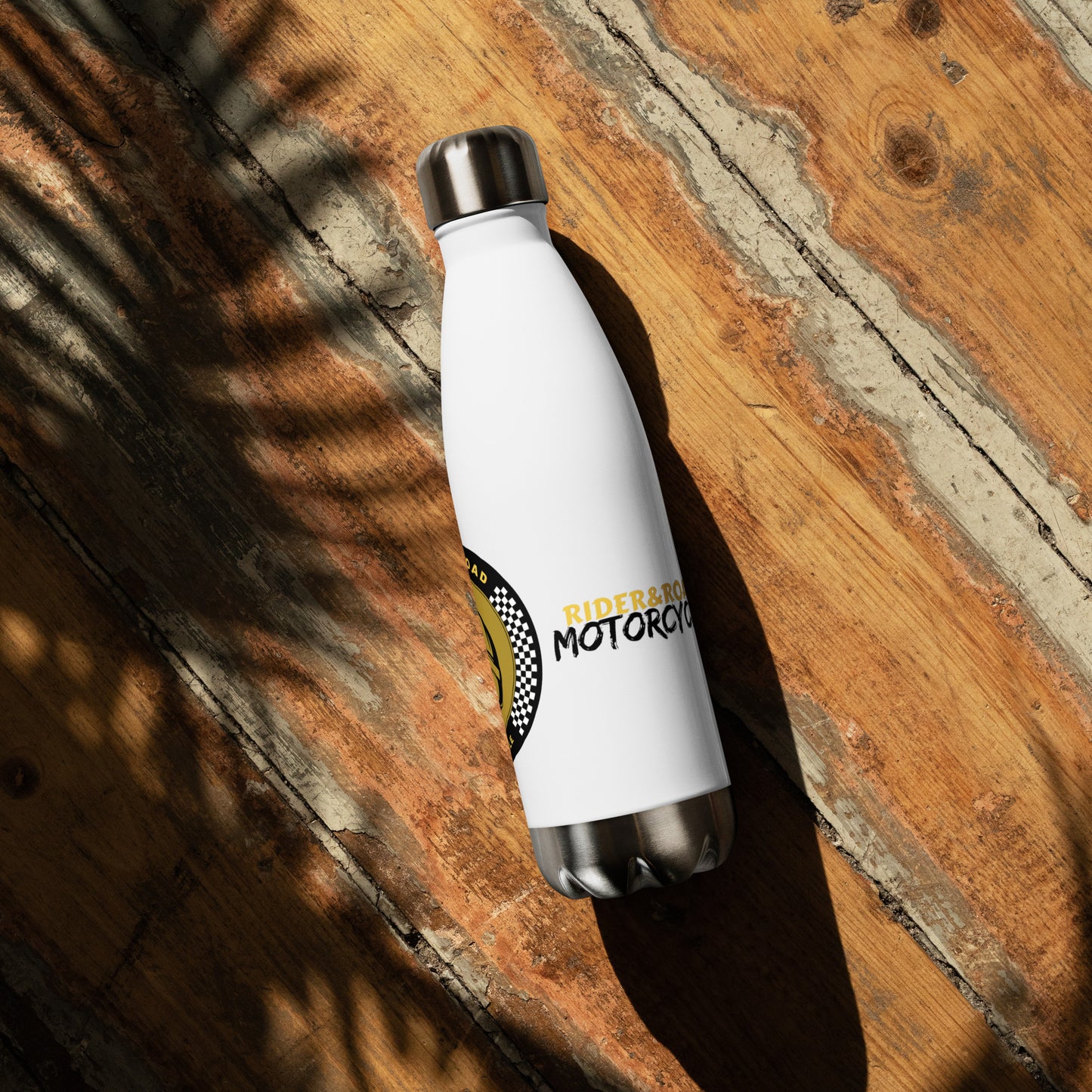 Stainless steel bottle By Rider&Road Motorcycle - White (500 ml) (17 oz)