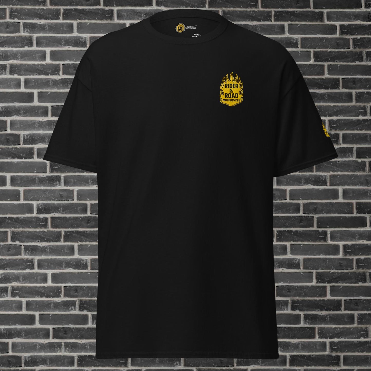 Unisex cotton t-shirt By Rider&Road "Yellow flames"
