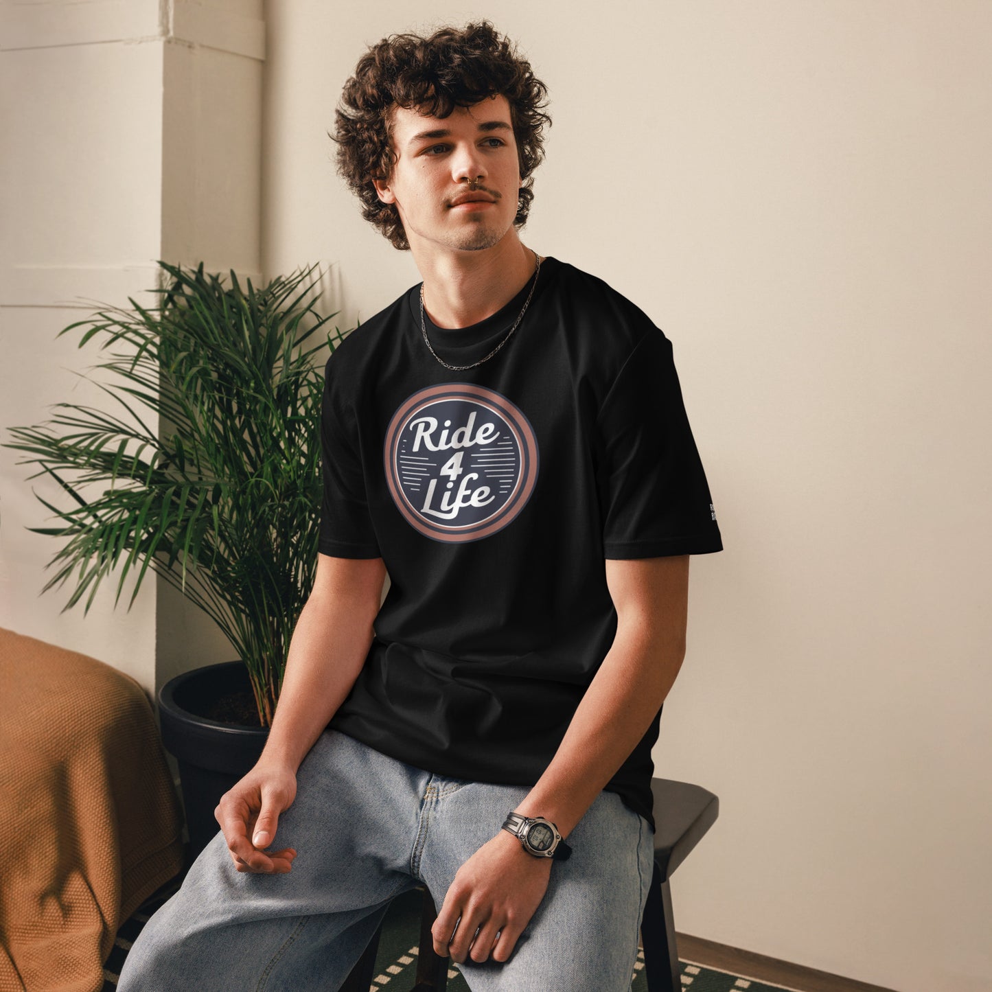 Men's cotton t-shirt by Rider&Road "Ride 4 Life"