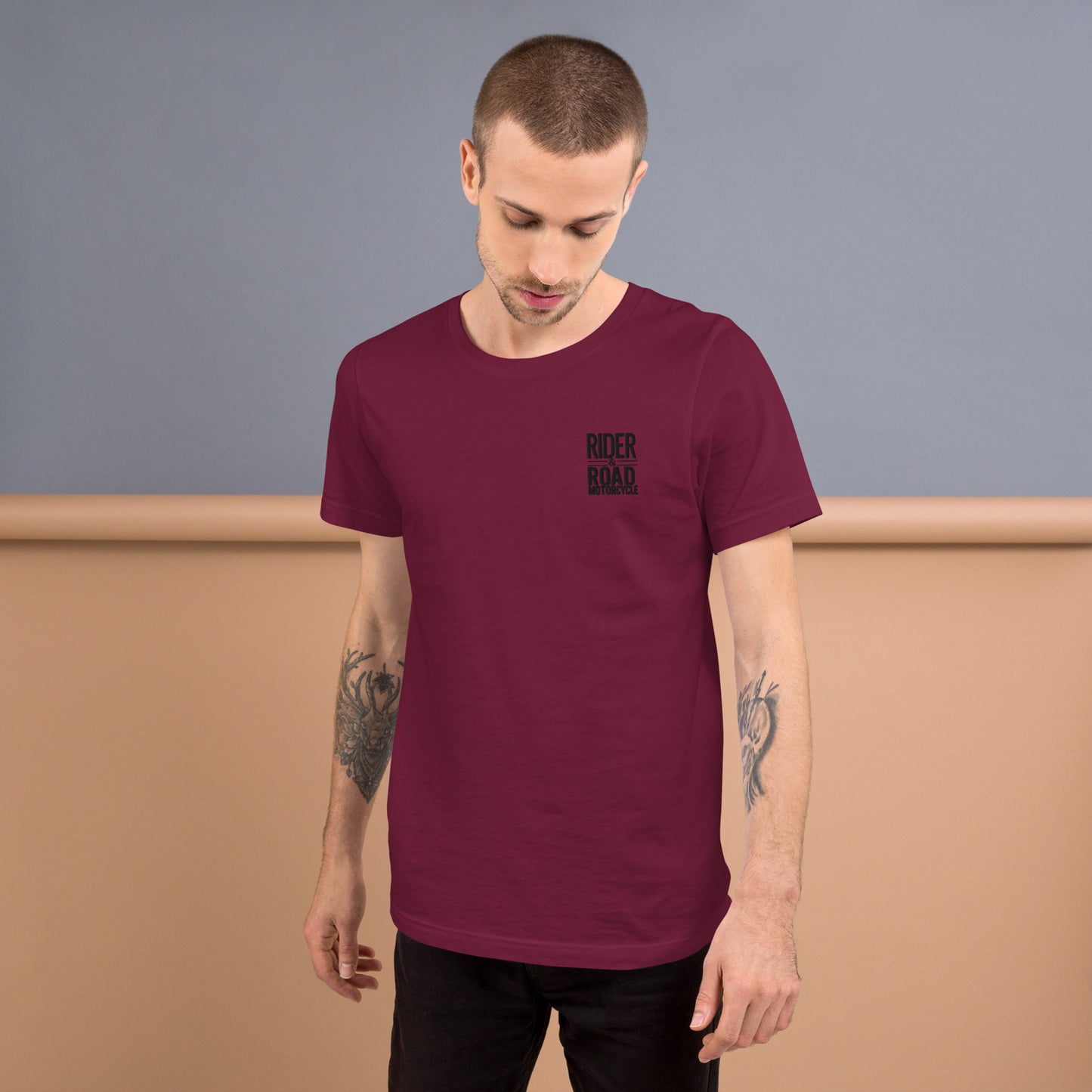 Men's cotton t-shirt By Rider&Road "Maroon Style"