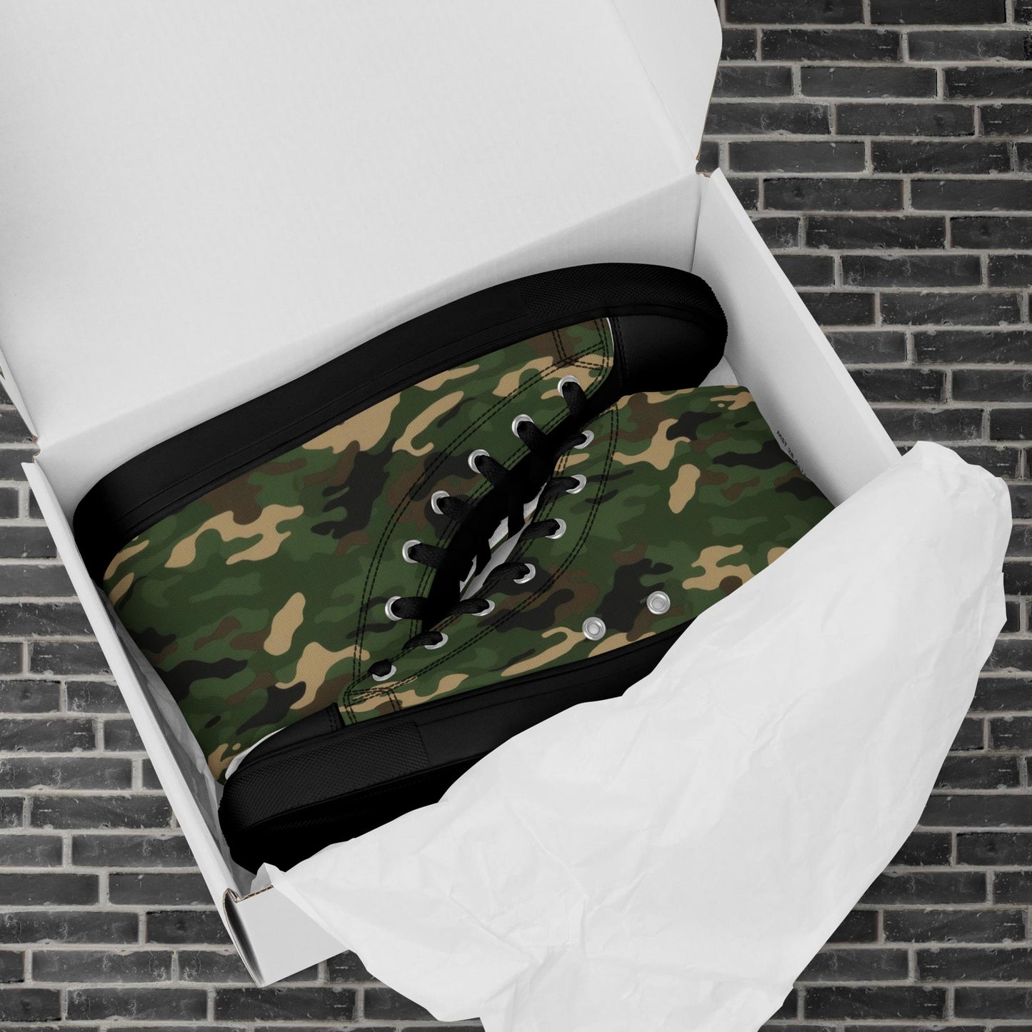 Women's high top shoes By Rider&Road "Camo Forest"