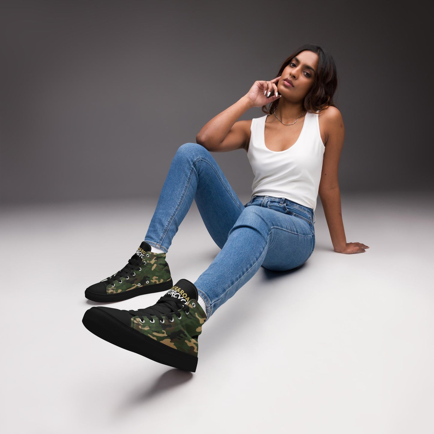 Women's high top shoes By Rider&Road "Camo Forest"