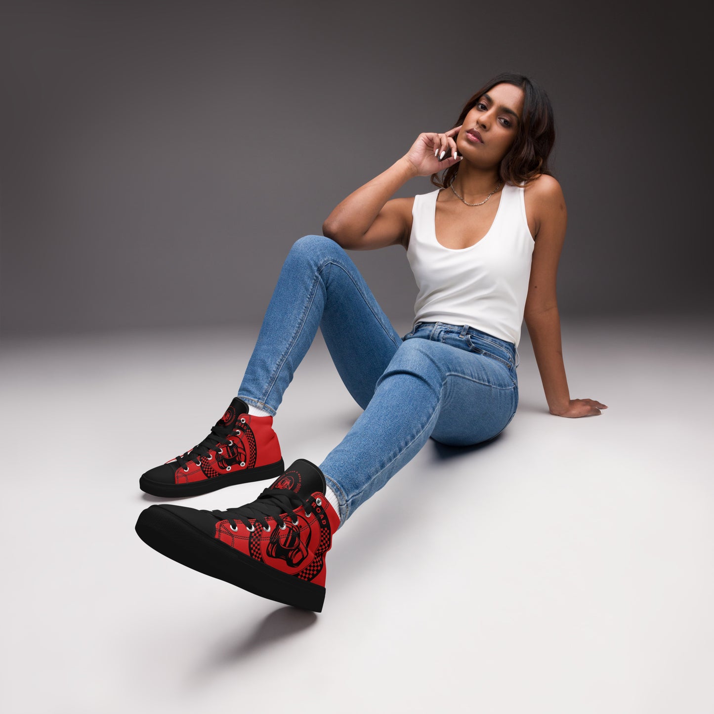 Women’s high top shoes By Rider&Road "Red&BLack"