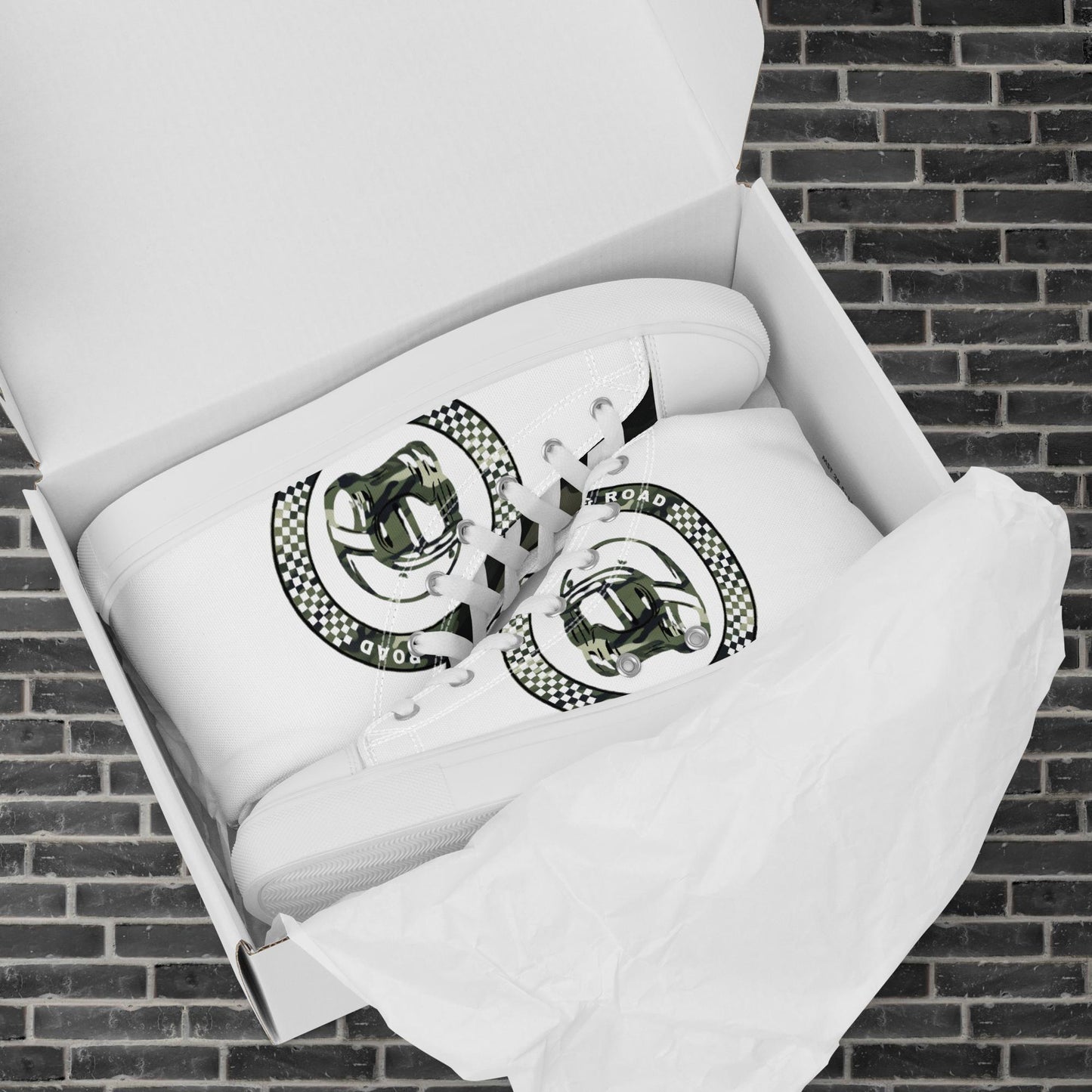 Women’s high top shoes By Rider&Road "White&Camo"