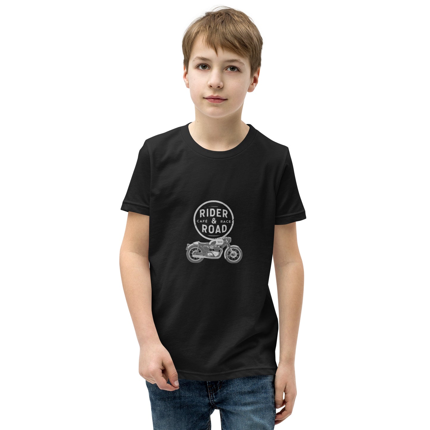 Youth Short Sleeve T-Shirt By Rider&Road "Old Bike"