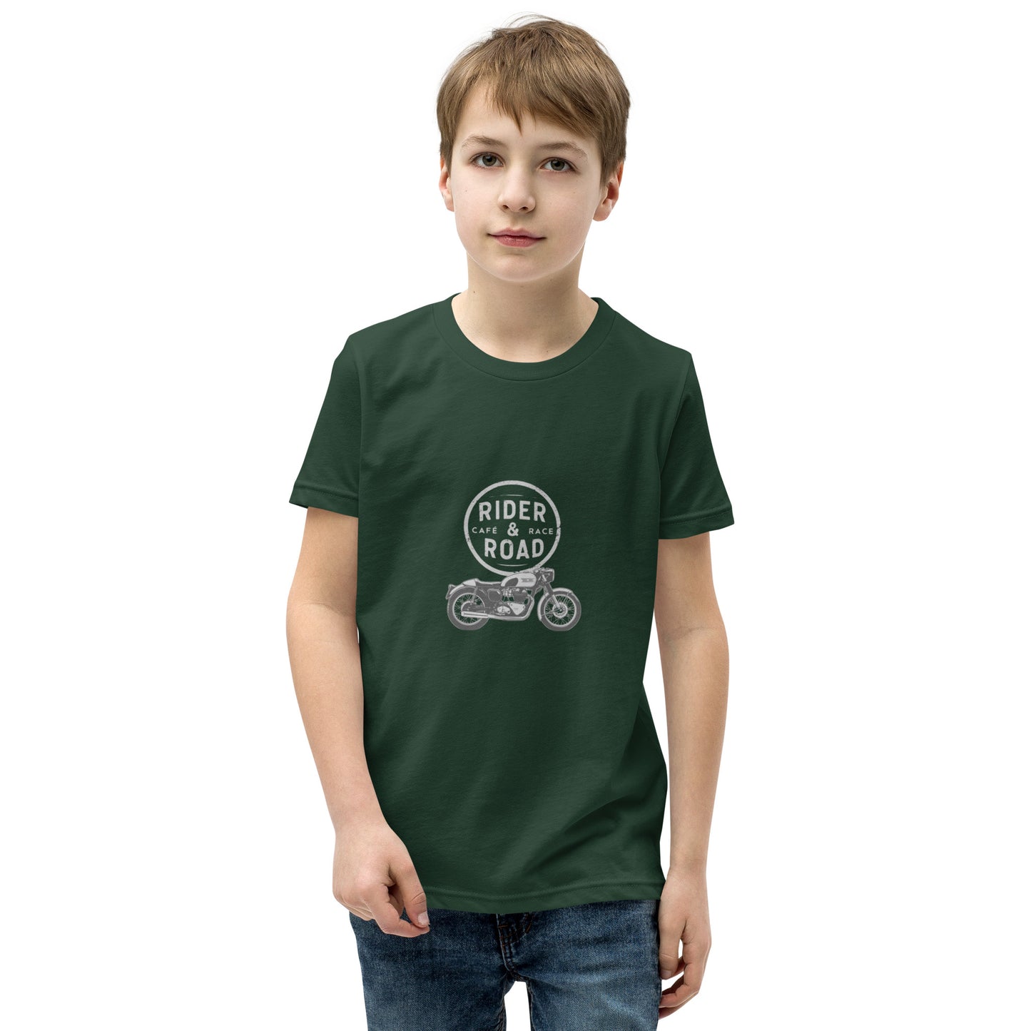 Youth Short Sleeve T-Shirt By Rider&Road "Old Bike"