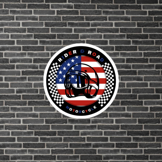 "Pegatina circular con la bandera de EEUU - Circular sticker with the flag of EEUU"