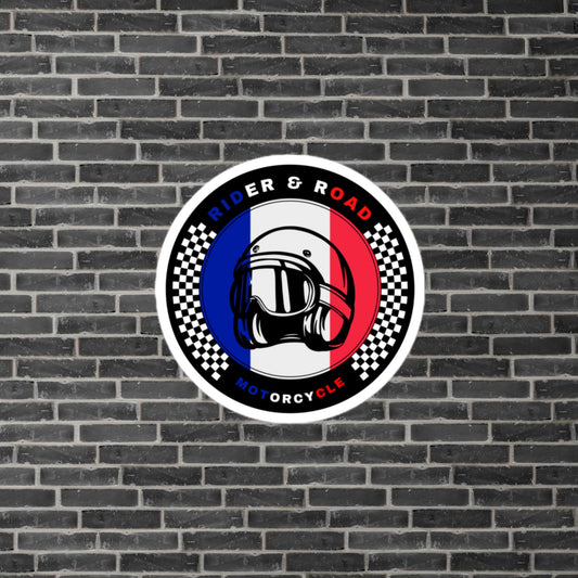 "Pegatina circular con la bandera de Francia - Circular sticker with the flag of France"