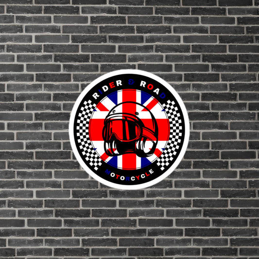 "Pegatina circular con la bandera de UK - Circular sticker with the flag of UK"