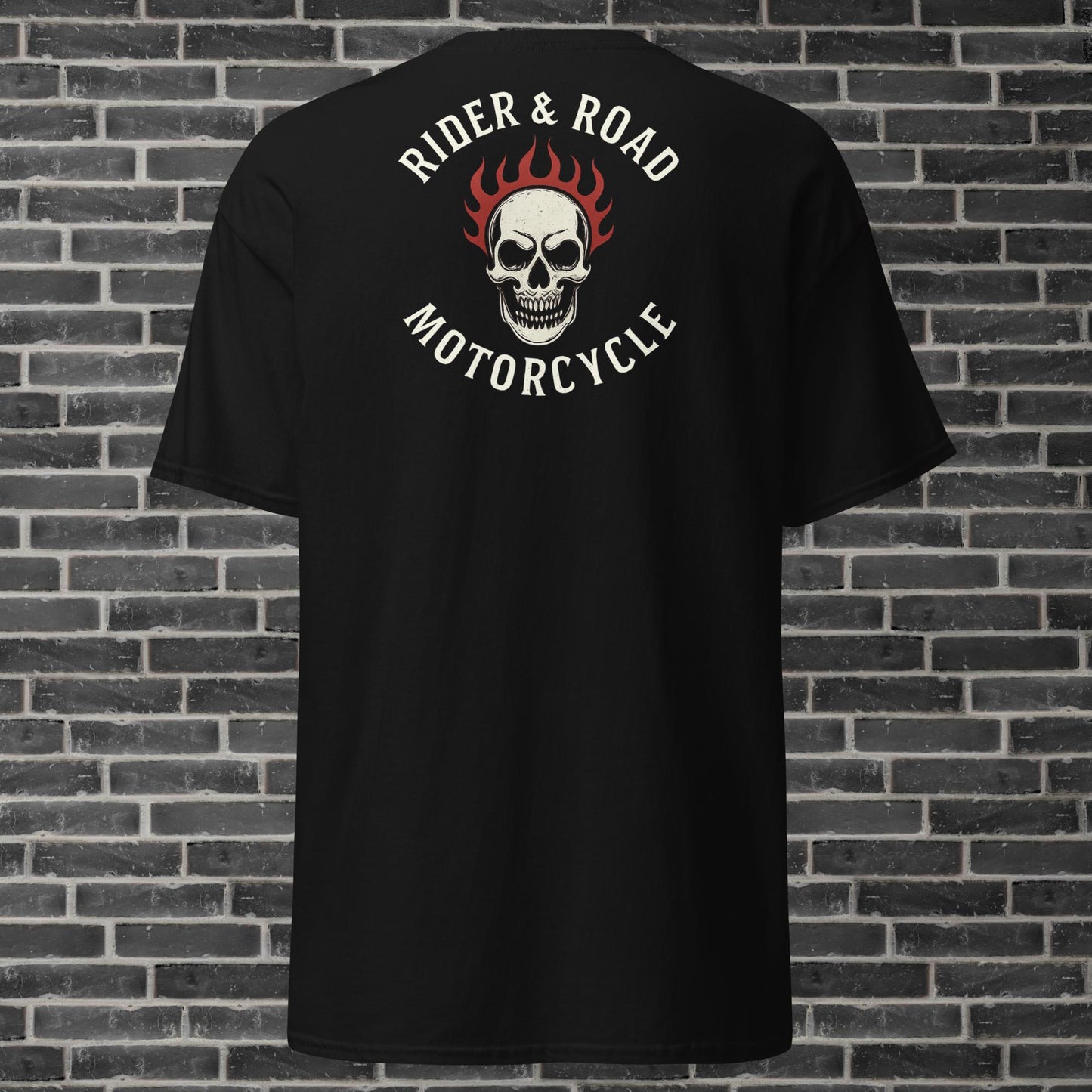 Unisex cotton t-shirt By Rider&amp;Road "Skull &amp; Fire"