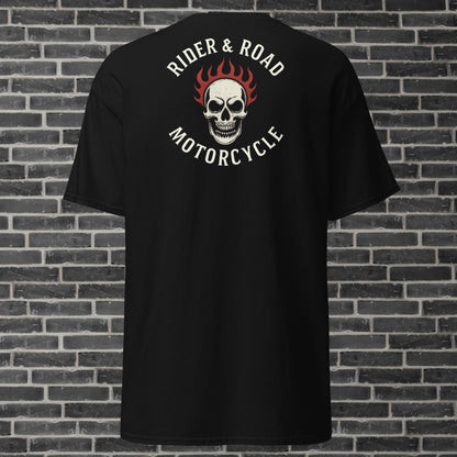 Unisex cotton t-shirt By Rider&amp;Road "Skull &amp; Fire"