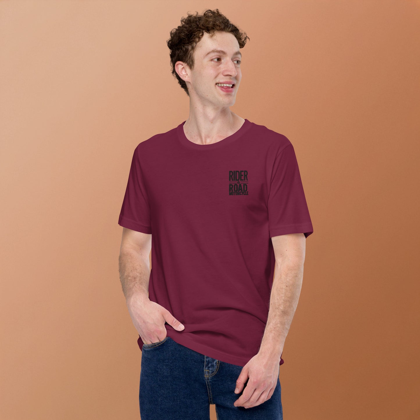 Men's cotton t-shirt By Rider&amp;Road "Maroon Style"